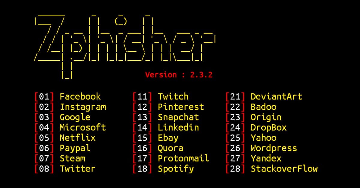 Zphisher in Termux commands