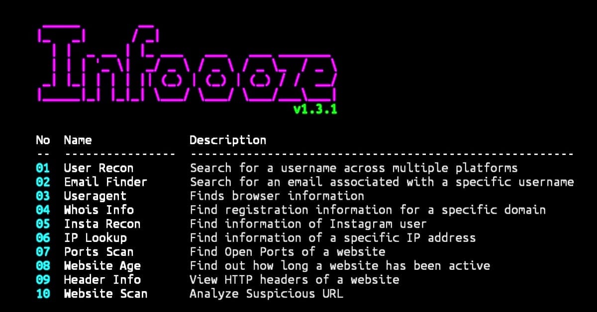 Infoooze Osint tool in Termux