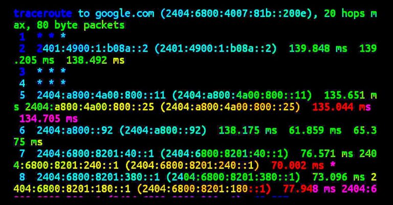 traceroute installation and usage commands